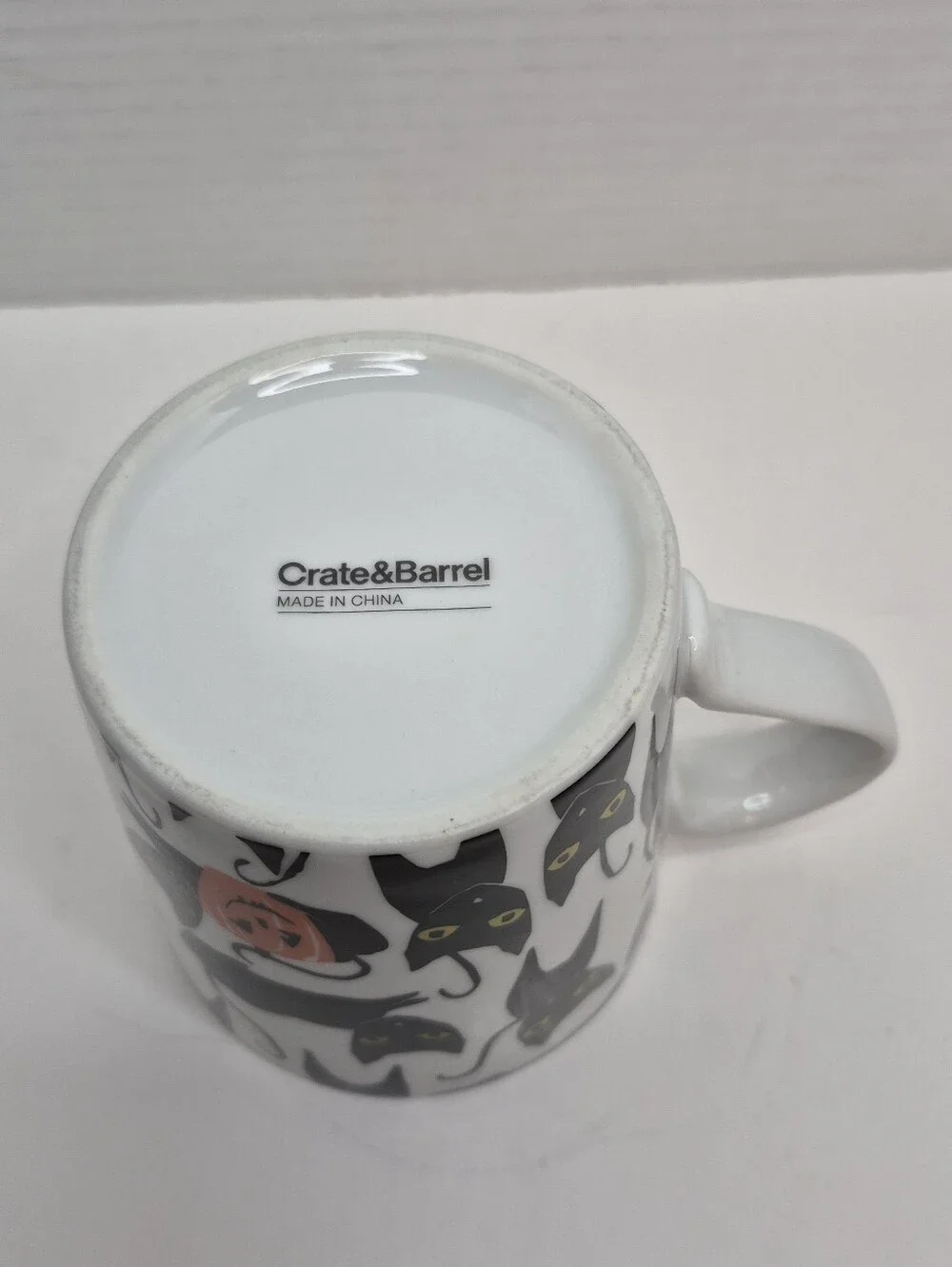 Crate and Barrel Black Cats with Pumpkins Mug READ
